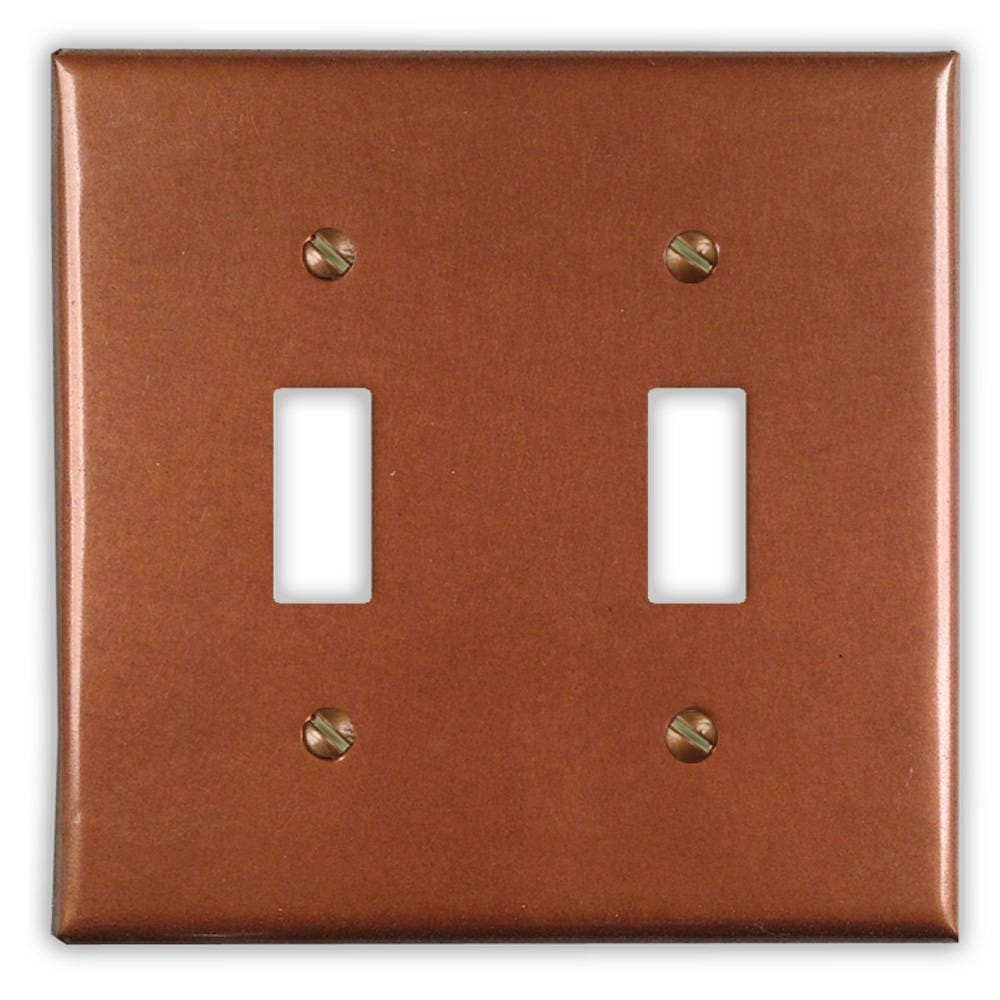 Double Toggle Copper Switch Plate in Antique