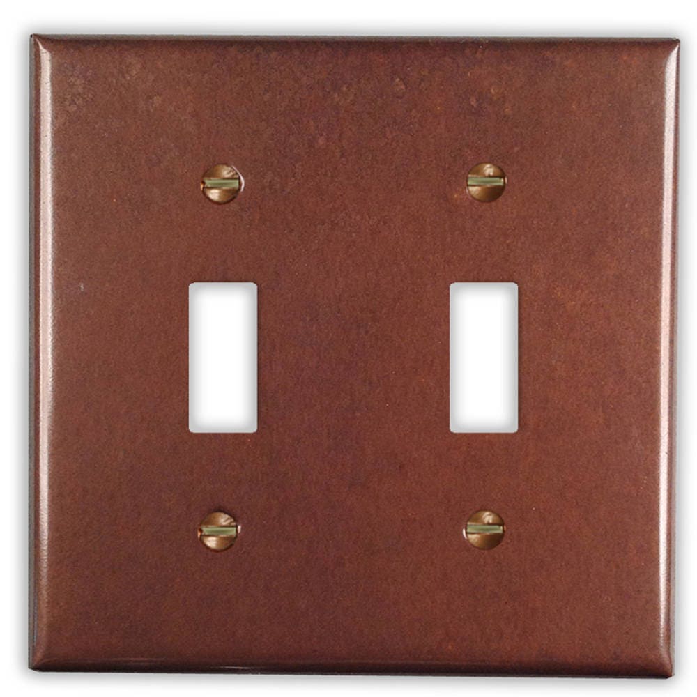 Double Toggle Copper Switch Plate in Rustic