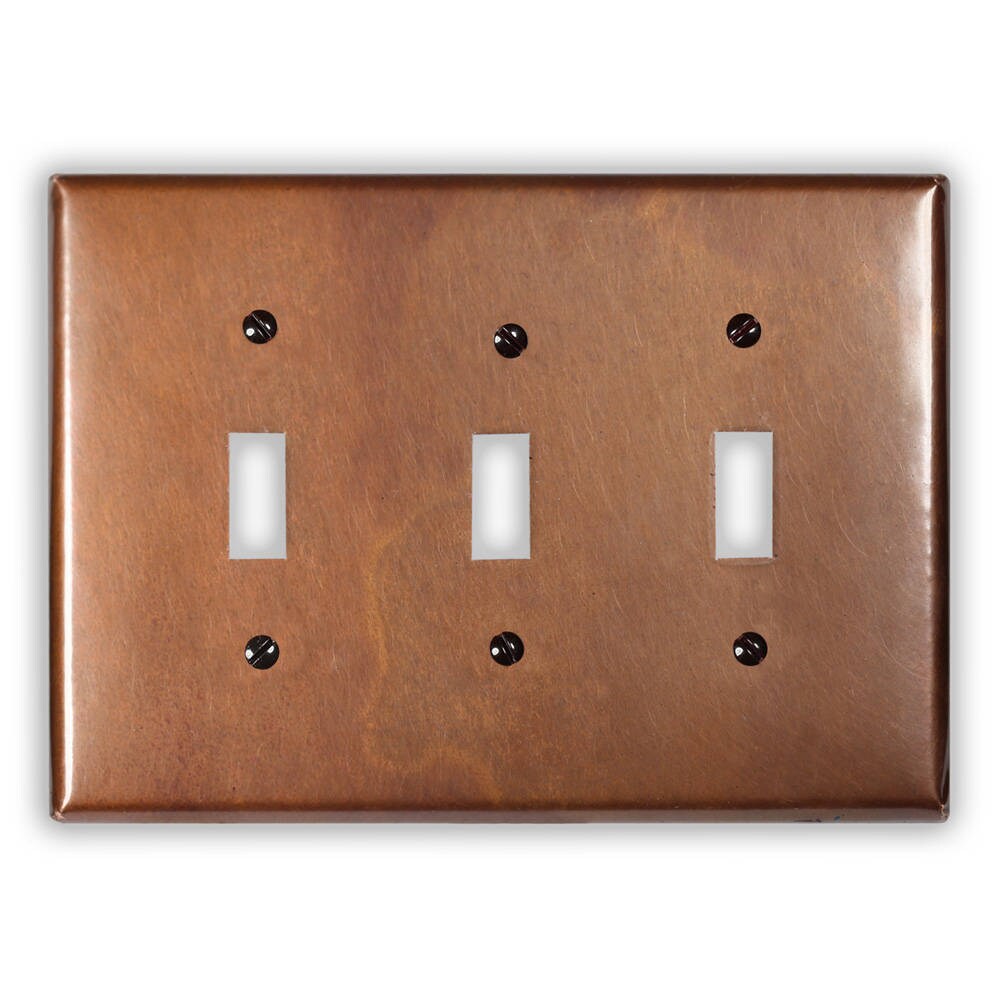 Triple Toggle Copper Switch Plate in Antique