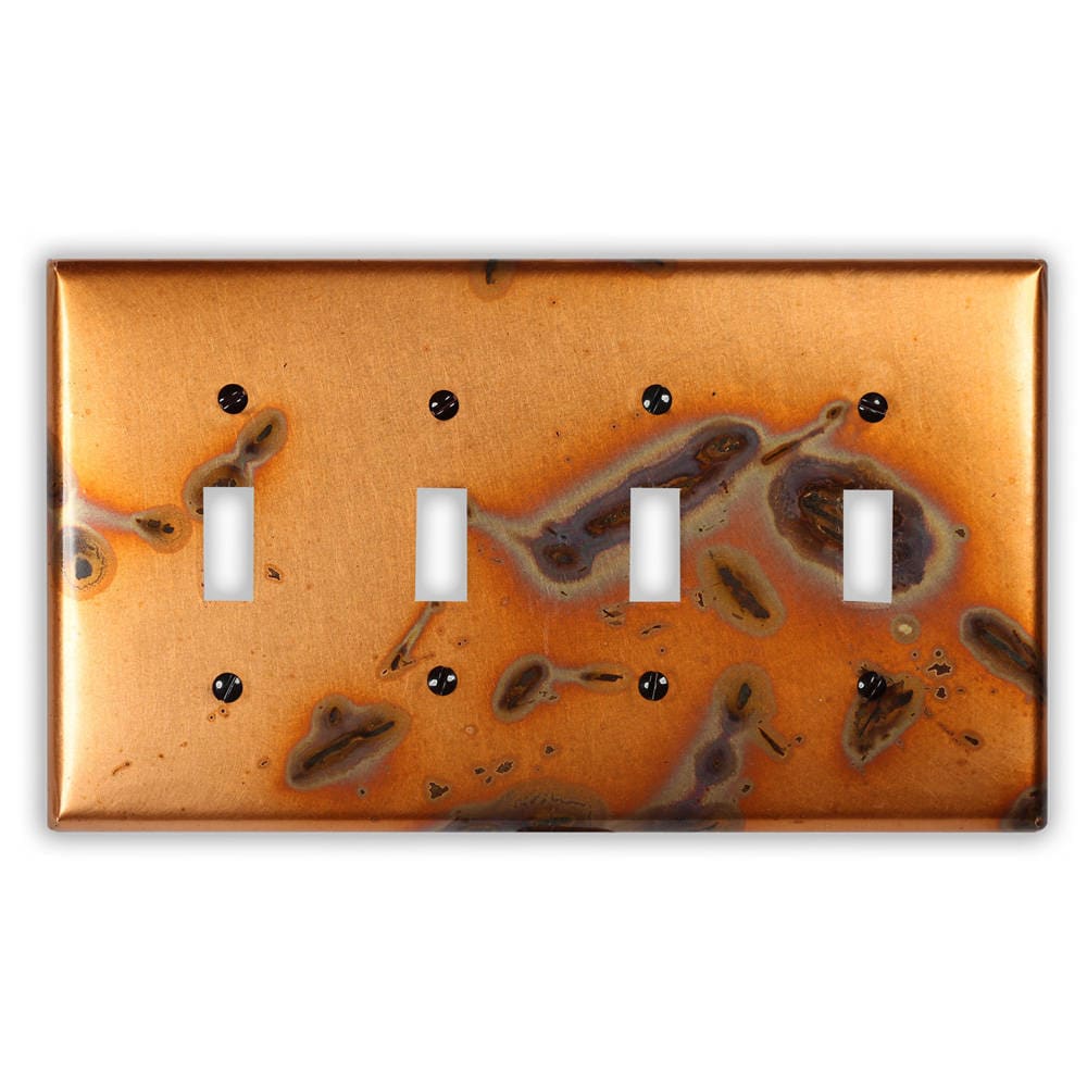 Quadruple Toggle Copper Switch Plate in Bamboo