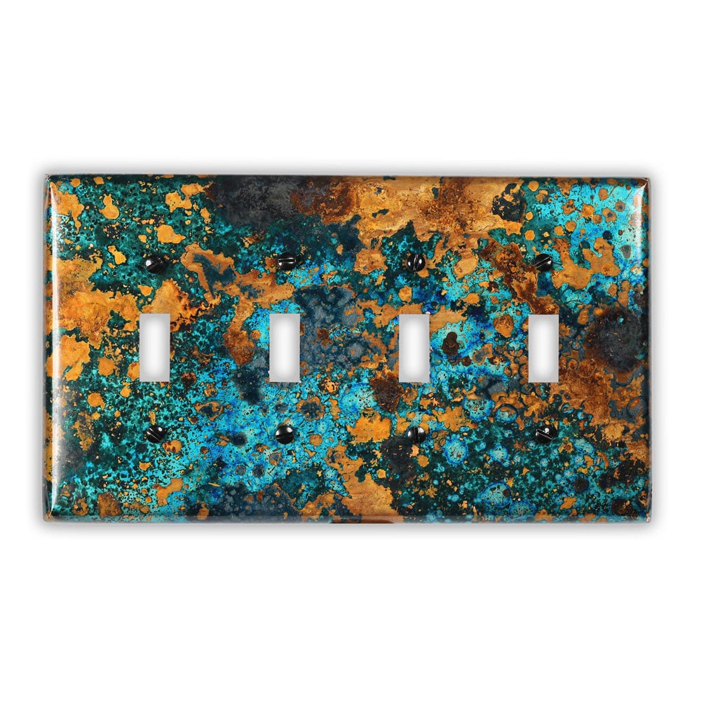 Quadruple Toggle Copper Switch Plate in Mystic Topaz