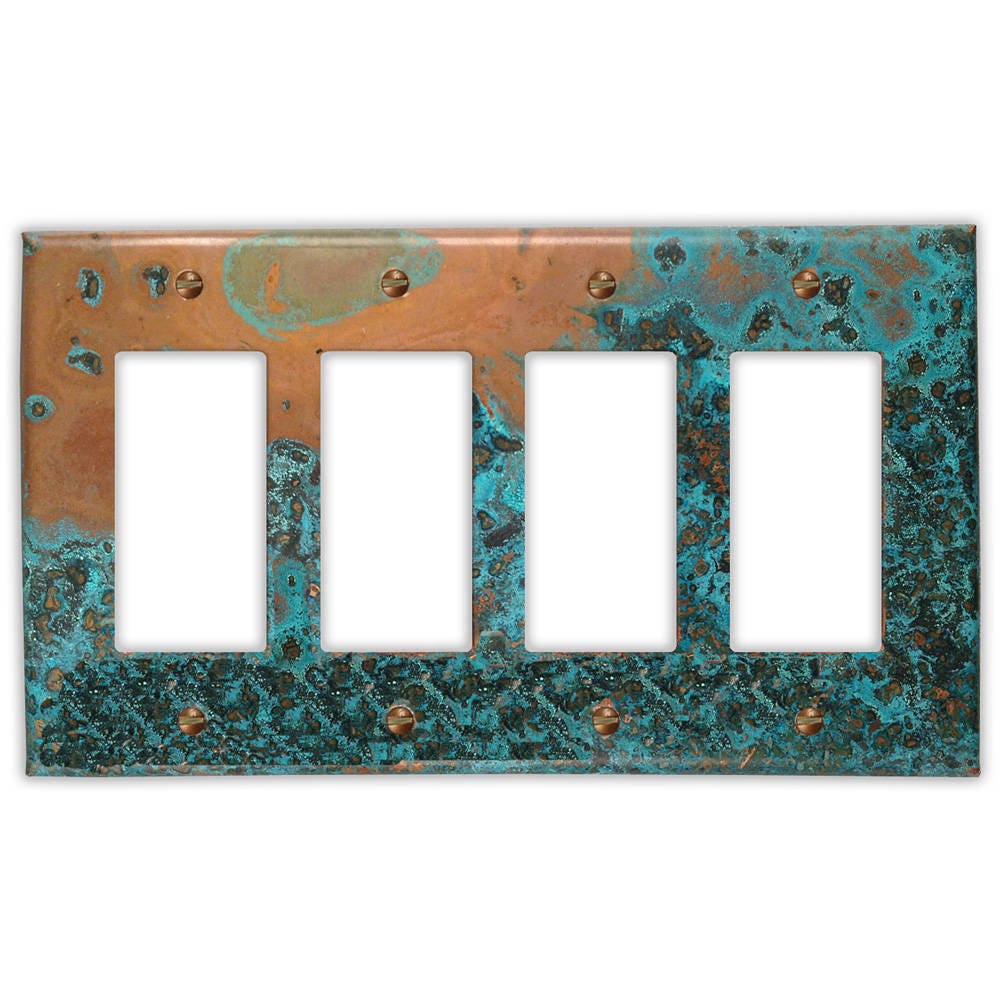Quadruple Rocker/GFI Copper Switch Plate in Azul