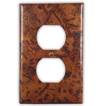 Single Outlet Copper Switch Plate in Distressed Medium