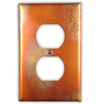 Single Outlet Copper Switch Plate in Flamed
