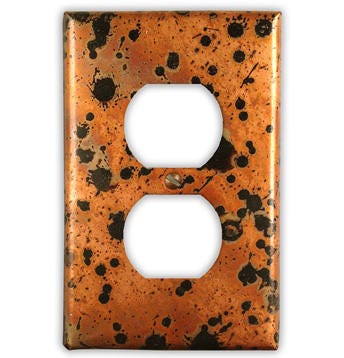 Single Outlet Copper Switch Plate in Sunburst