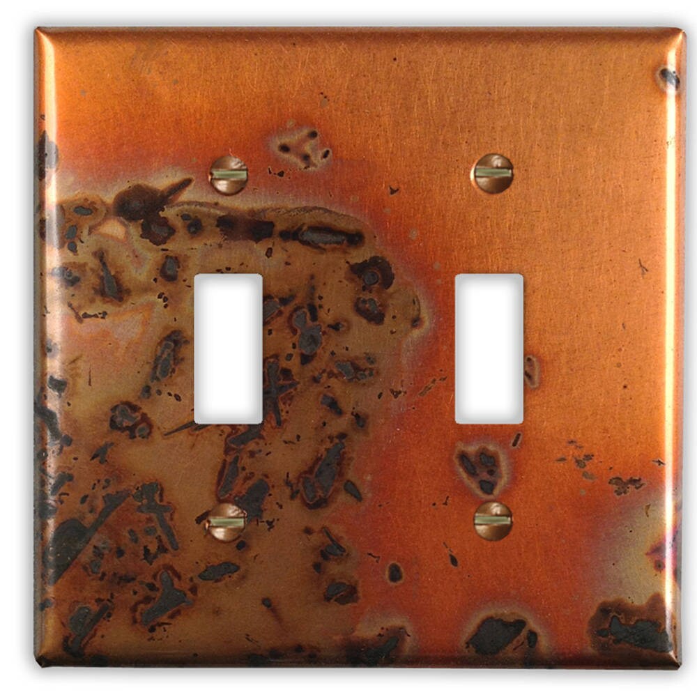 Double Toggle Copper Switch Plate in Bamboo