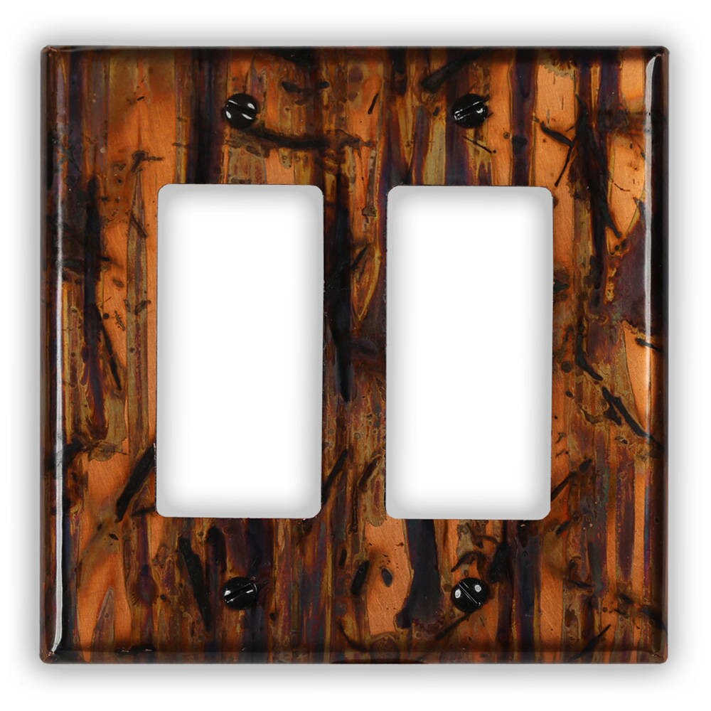 Double Rocker/GFI Copper Switch Plate in Bamboo Forest