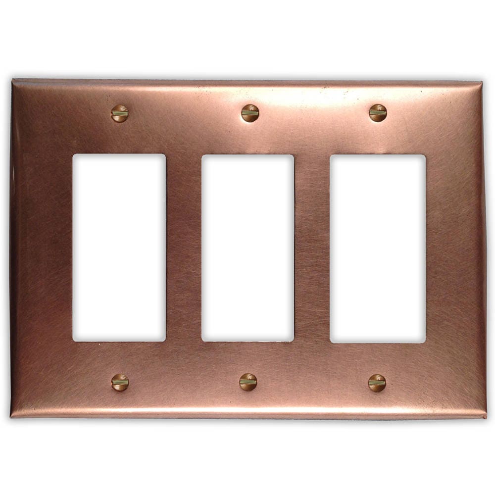 Triple Rocker/GFI Copper Switch Plate in Raw Copper