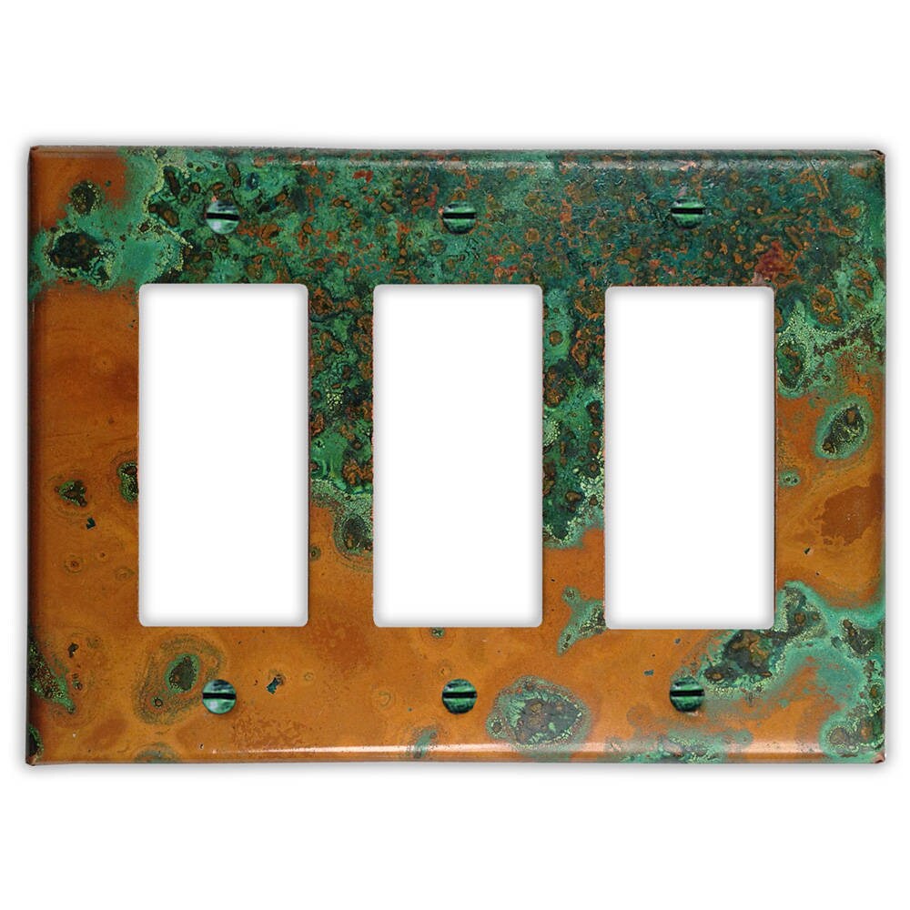 Triple Rocker/GFI Copper Switch Plate in Verde