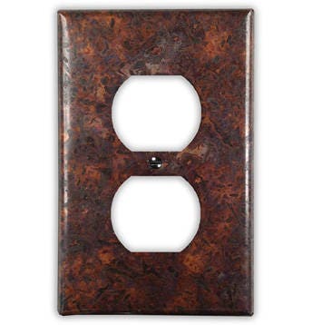 Single Outlet Copper Switch Plate in Distressed Dark