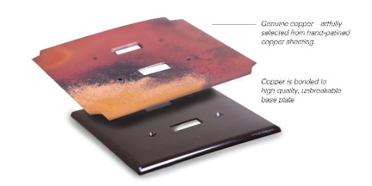 Triple Toggle Copper Switch Plate in Antique