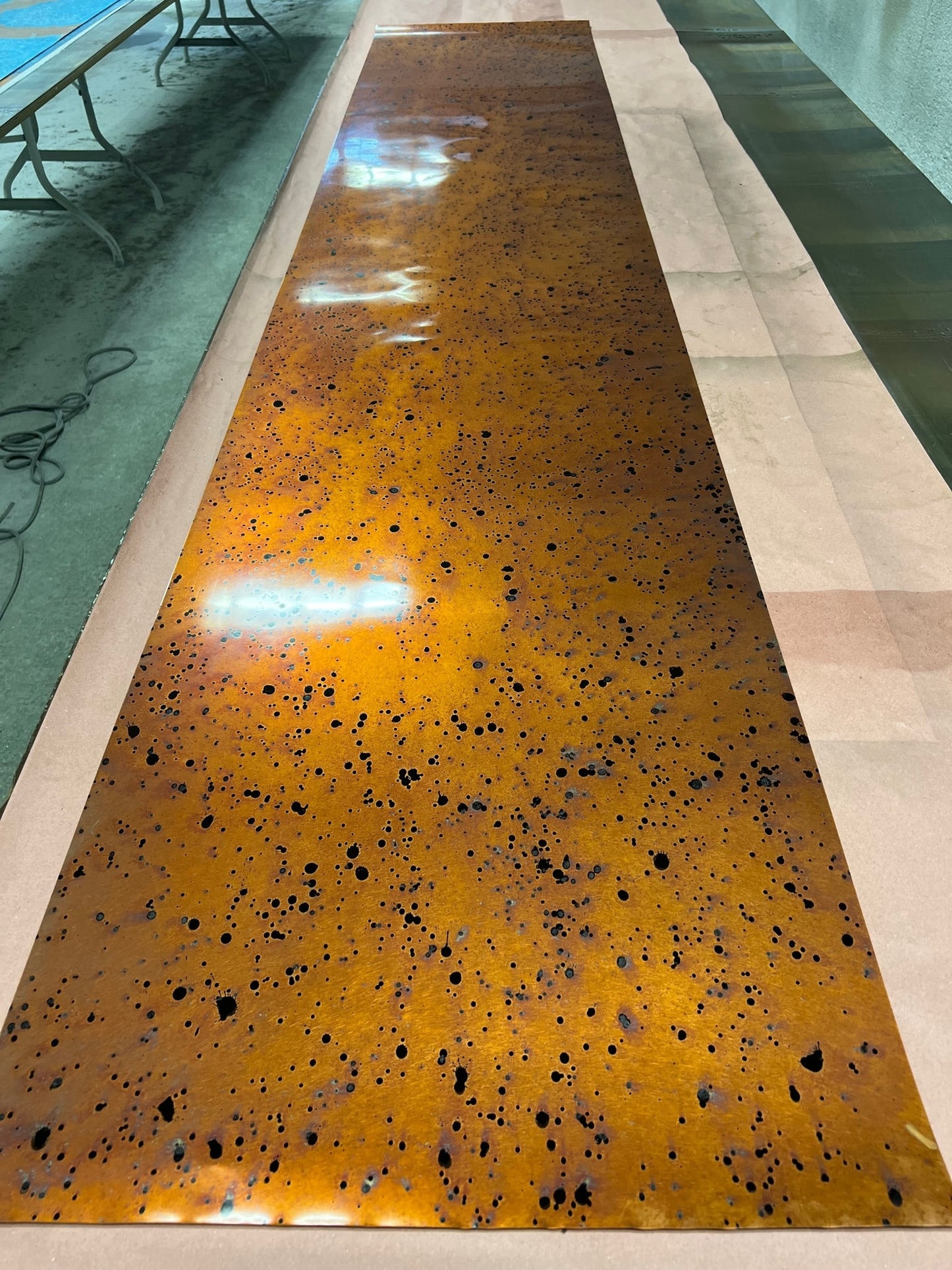 Light Gauge Patina Sheet Copper in Sunburst
