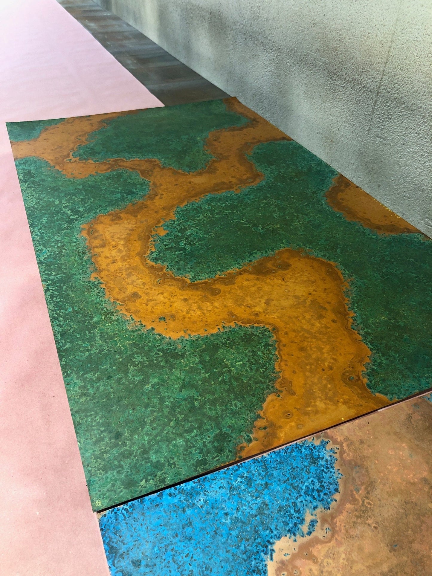 Light Gauge Patina Sheet Copper in Verde