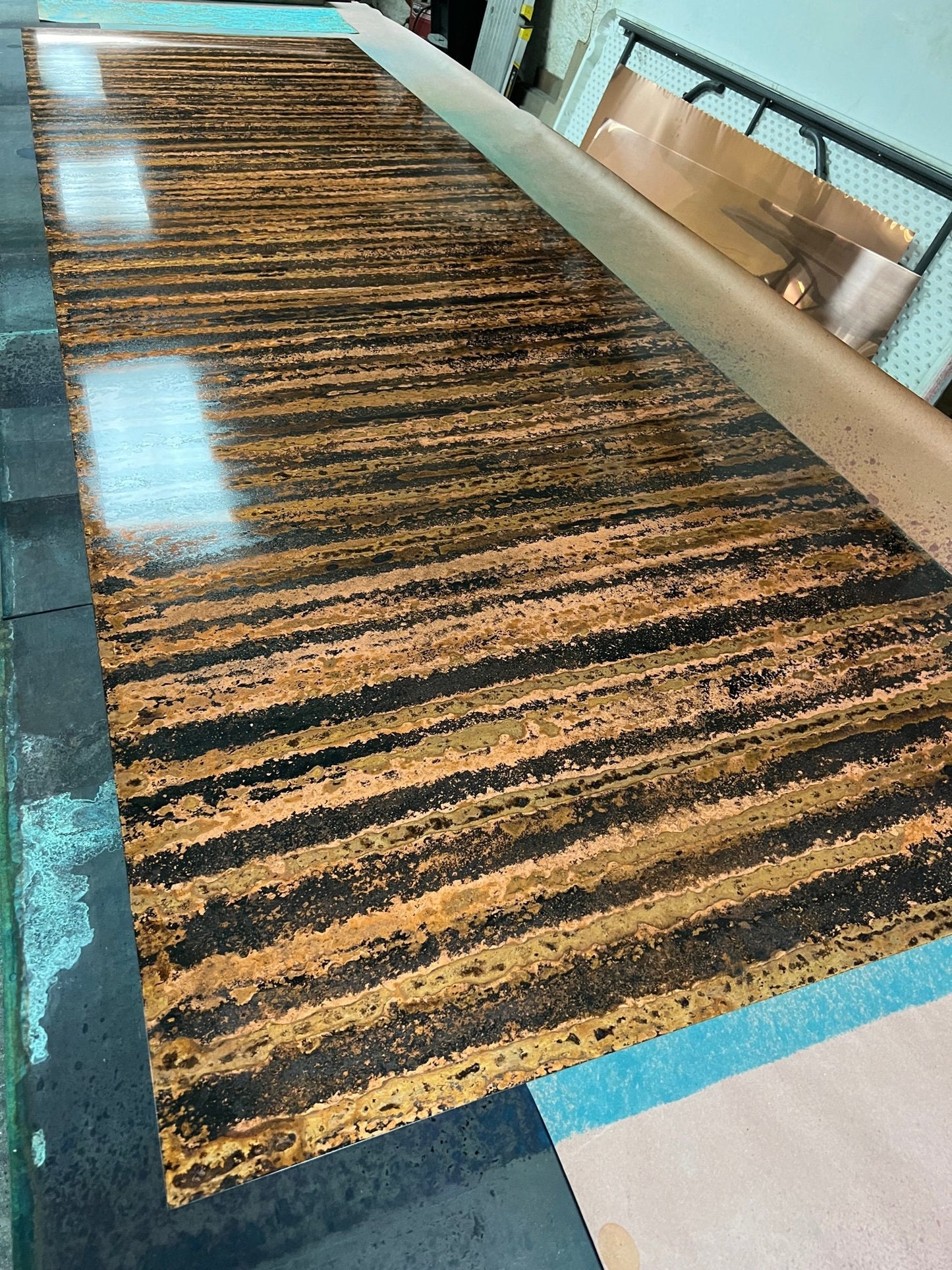 Light Gauge Patina Sheet Copper in Zebra