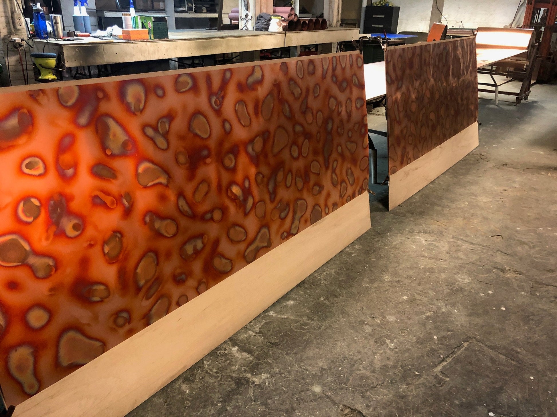 Light Gauge Patina Sheet Copper in Flamed