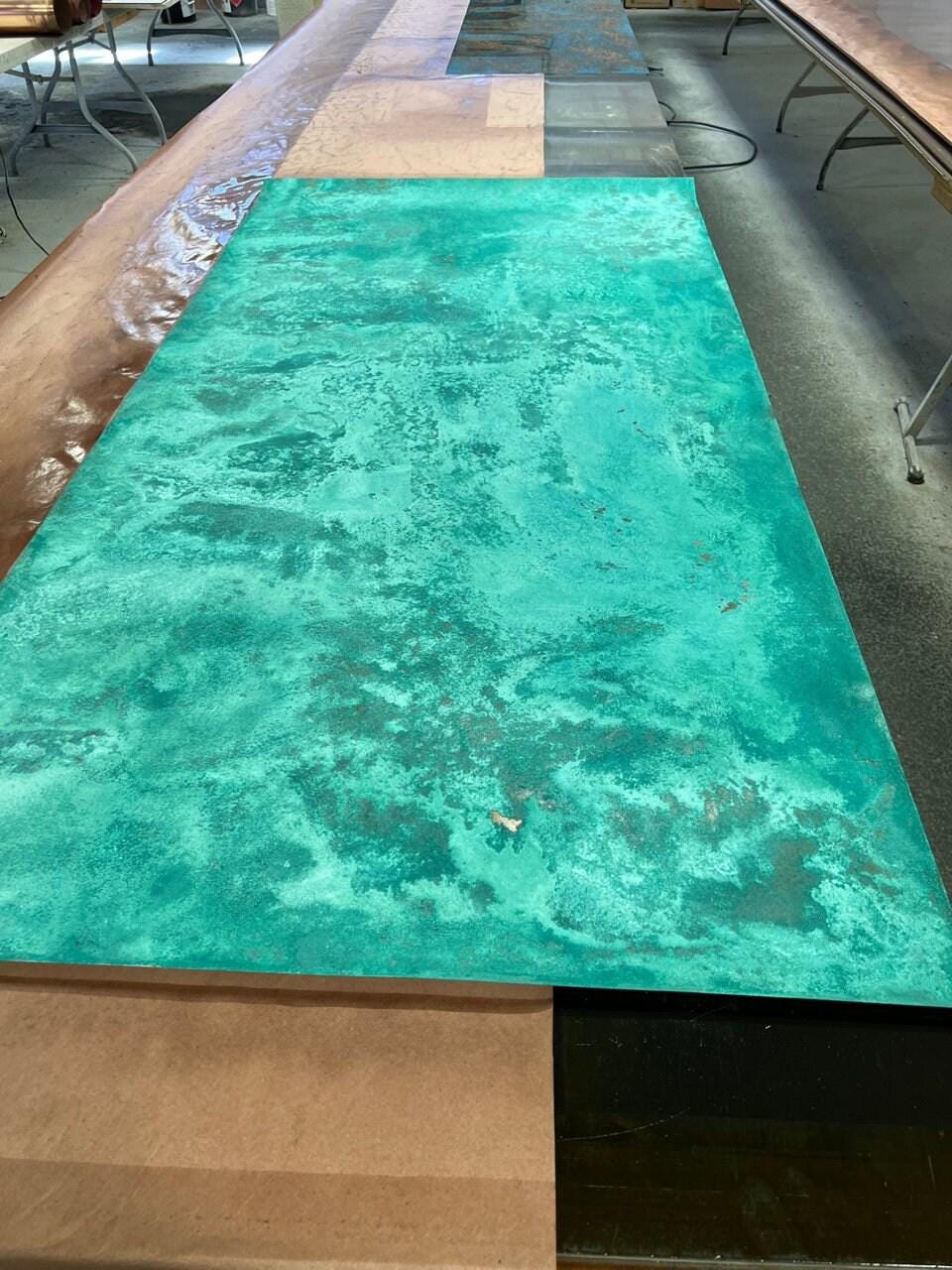 Heavy Gauge Patina Sheet Copper in Tiffany Green