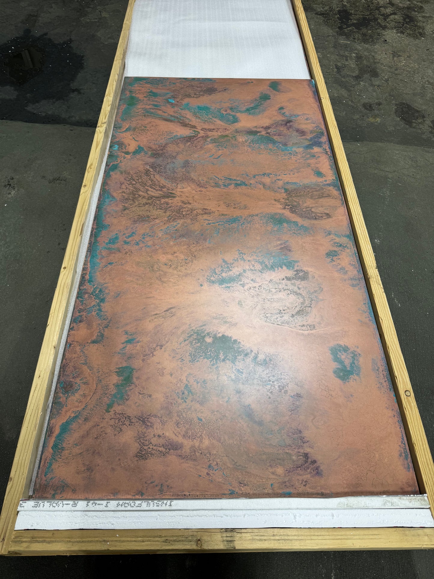 Heavy Gauge Patina Sheet Copper in Tiffany Green Swirl