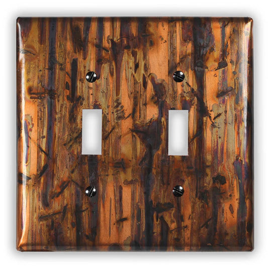 Double Toggle Copper Switch Plate in Bamboo Forest