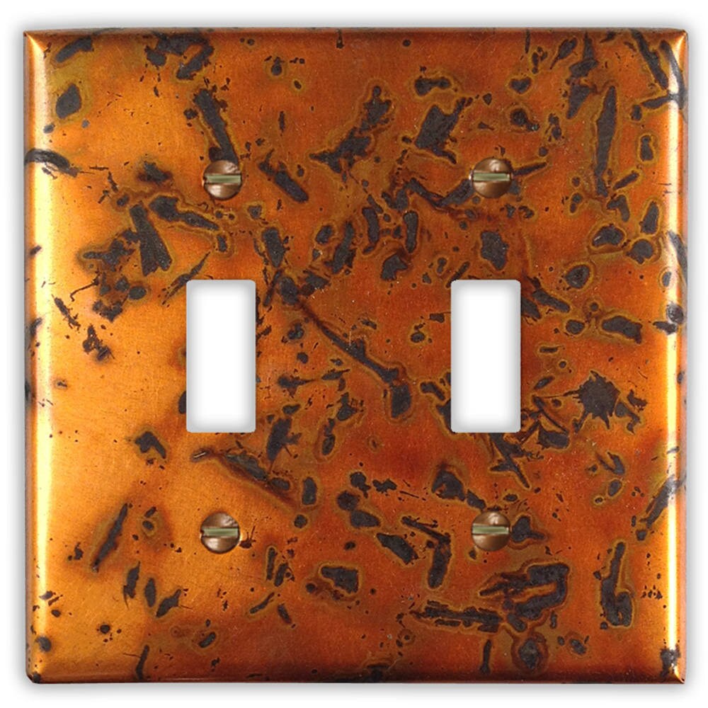 Double Toggle Copper Switch Plate in Golden Bamboo