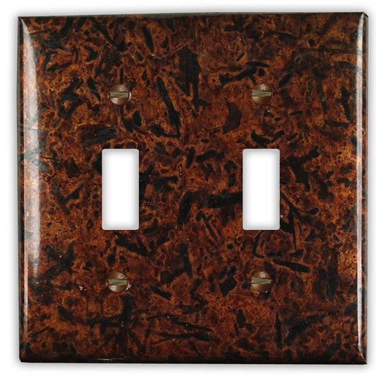 Double Toggle Copper Switch Plate in Distressed Dark