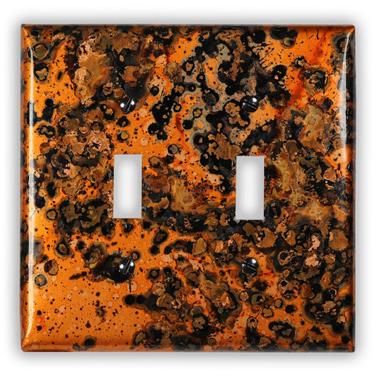 Double Toggle Copper Switch Plate in Leopard