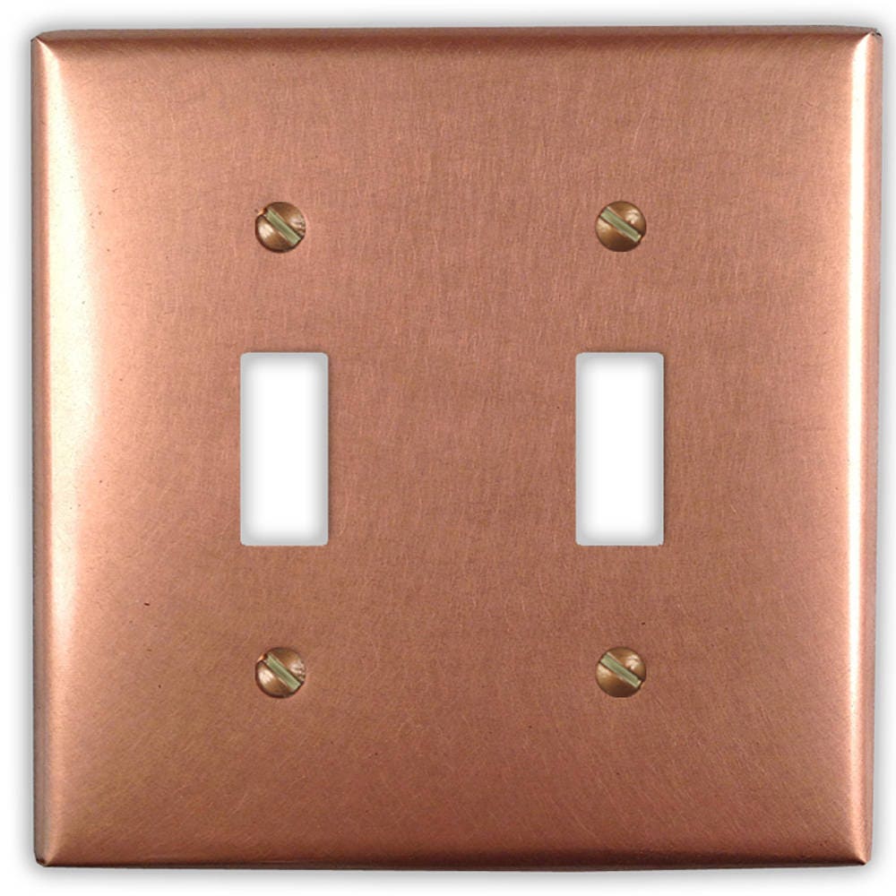 Double Toggle Copper Switch Plate in Raw Copper