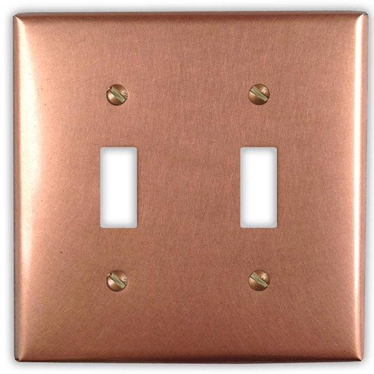 Double Toggle Copper Switch Plate in Raw Copper