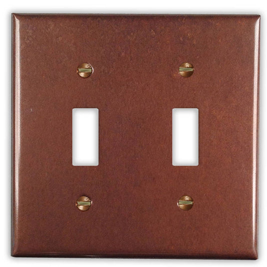 Double Toggle Copper Switch Plate in Rustic