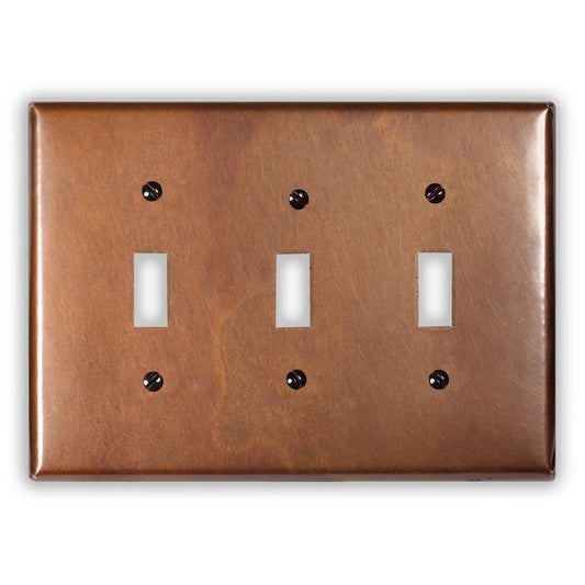 Triple Toggle Copper Switch Plate in Antique