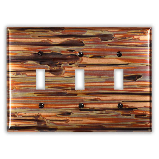 Triple Toggle Copper Switch Plate in Enchantment Horizontal