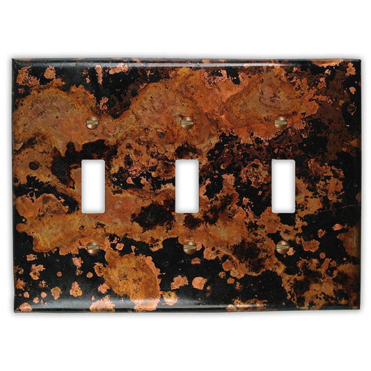 Triple Toggle Copper Switch Plate in Mottled