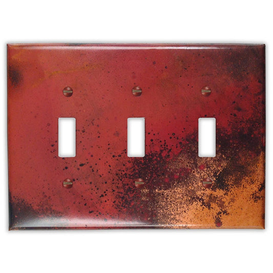 Triple Toggle Copper Switch Plate in Rojo y Negro