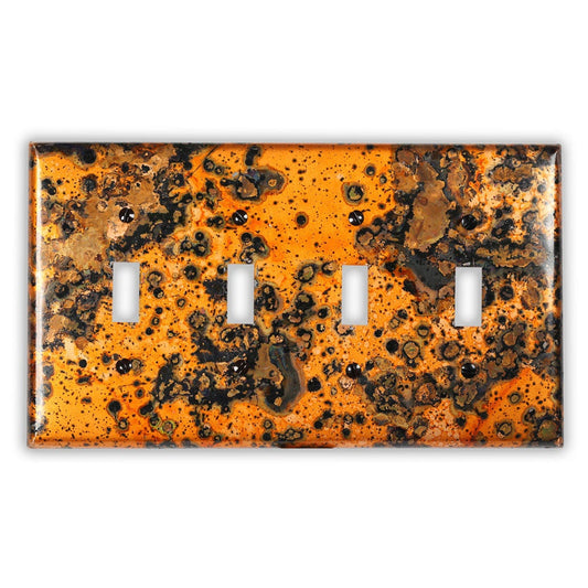 Quadruple Toggle Copper Switch Plate in Leopard