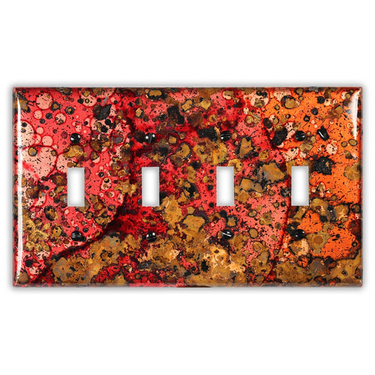 Quadruple Toggle Copper Switch Plate in Wild Fire