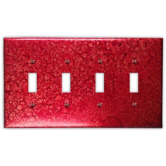 Quadruple Toggle Copper Switch Plate in Red Wine