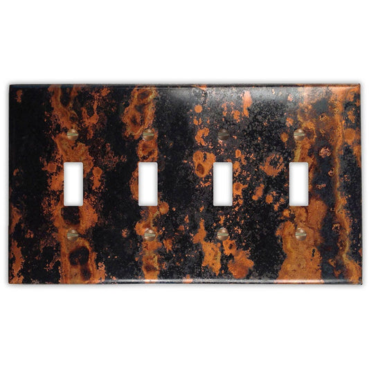 Quadruple Toggle Copper Switch Plate in Zebra