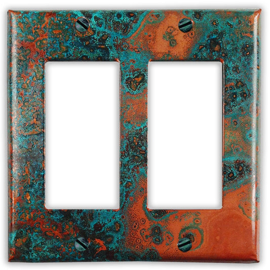Double Rocker/GFI Copper Switch Plate in Azul