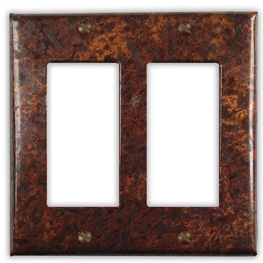 Double Rocker/GFI Copper Switch Plate in Distressed Dark