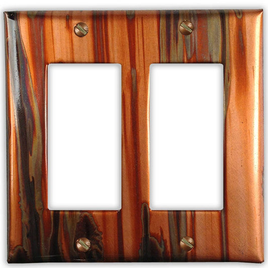 Double Rocker/GFI Copper Switch Plate in Enchantment Vertical