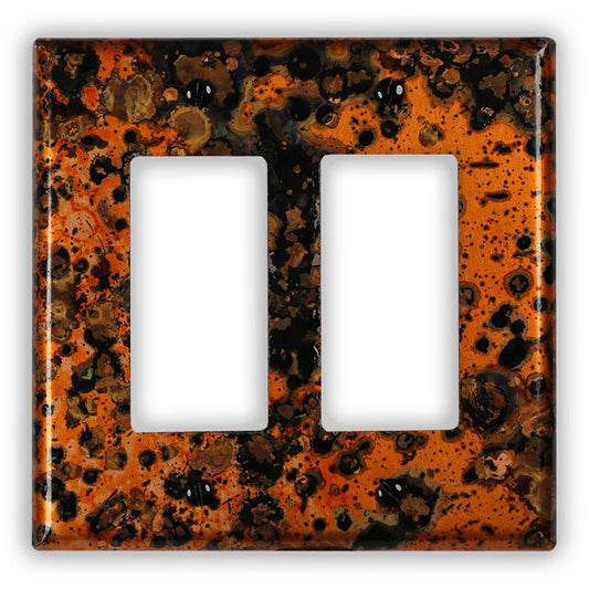 Double Rocker/GFI Copper Switch Plate in Leopard