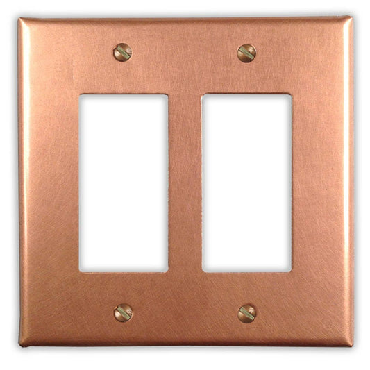 Double Rocker/GFI Copper Switch Plate in Raw Copper