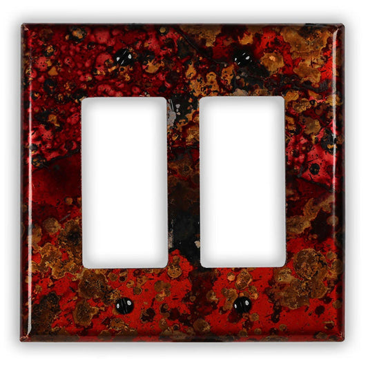 Double Rocker/GFI Copper Switch Plate in Wild Fire