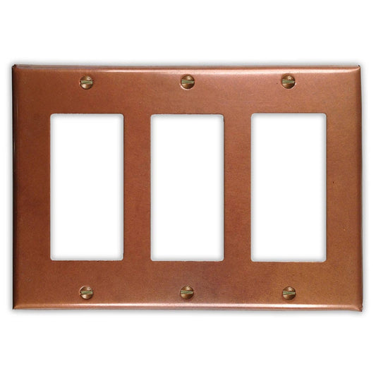 Triple Rocker/GFI Copper Switch Plate in Antique
