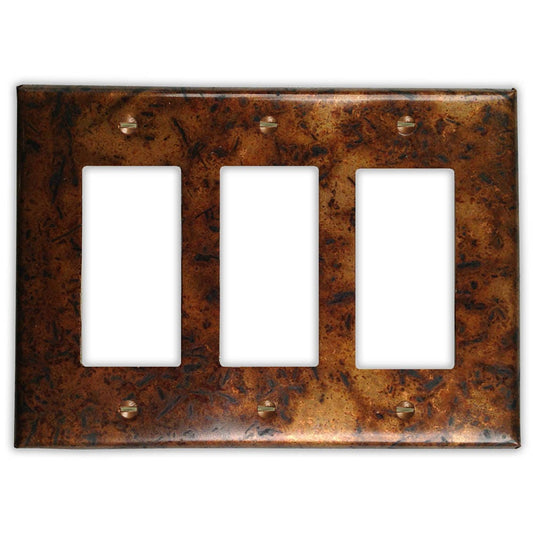 Triple Rocker/GFI Copper Switch Plate in Distressed Medium