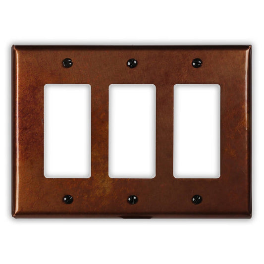 Triple Rocker/GFI Copper Switch Plate in Rustic