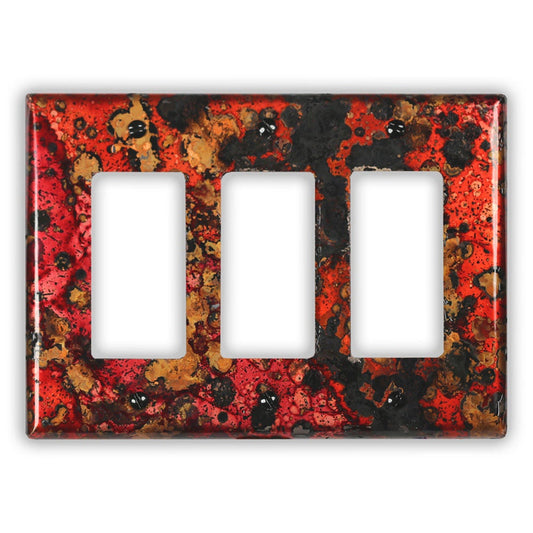 Triple Rocker/GFI Copper Switch Plate in Wild Fire
