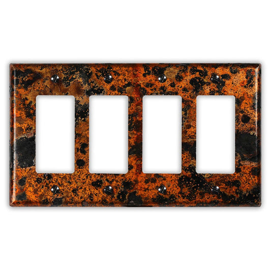 Quadruple Rocker/GFI Copper Switch Plate in Leopard
