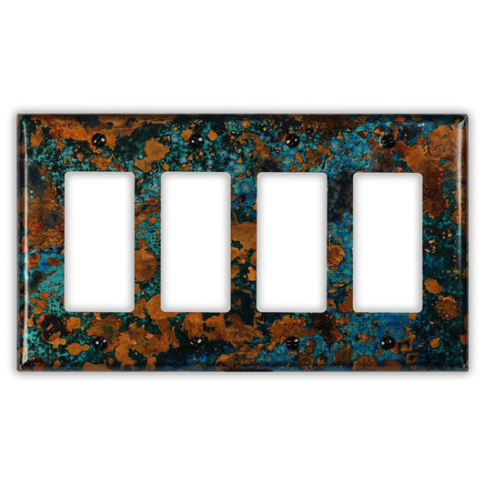 Quadruple Rocker/GFI Copper Switch Plate in Mystic Topaz