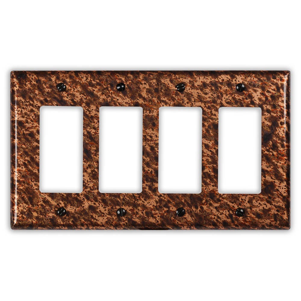 Quadruple Rocker/GFI Copper Switch Plate in Sandstorm
