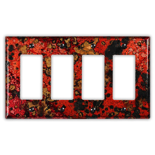 Quadruple Rocker/GFI Copper Switch Plate in Wild Fire